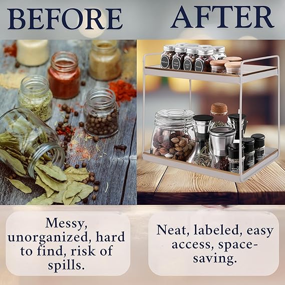 2-Tier Spice Rack White With golden