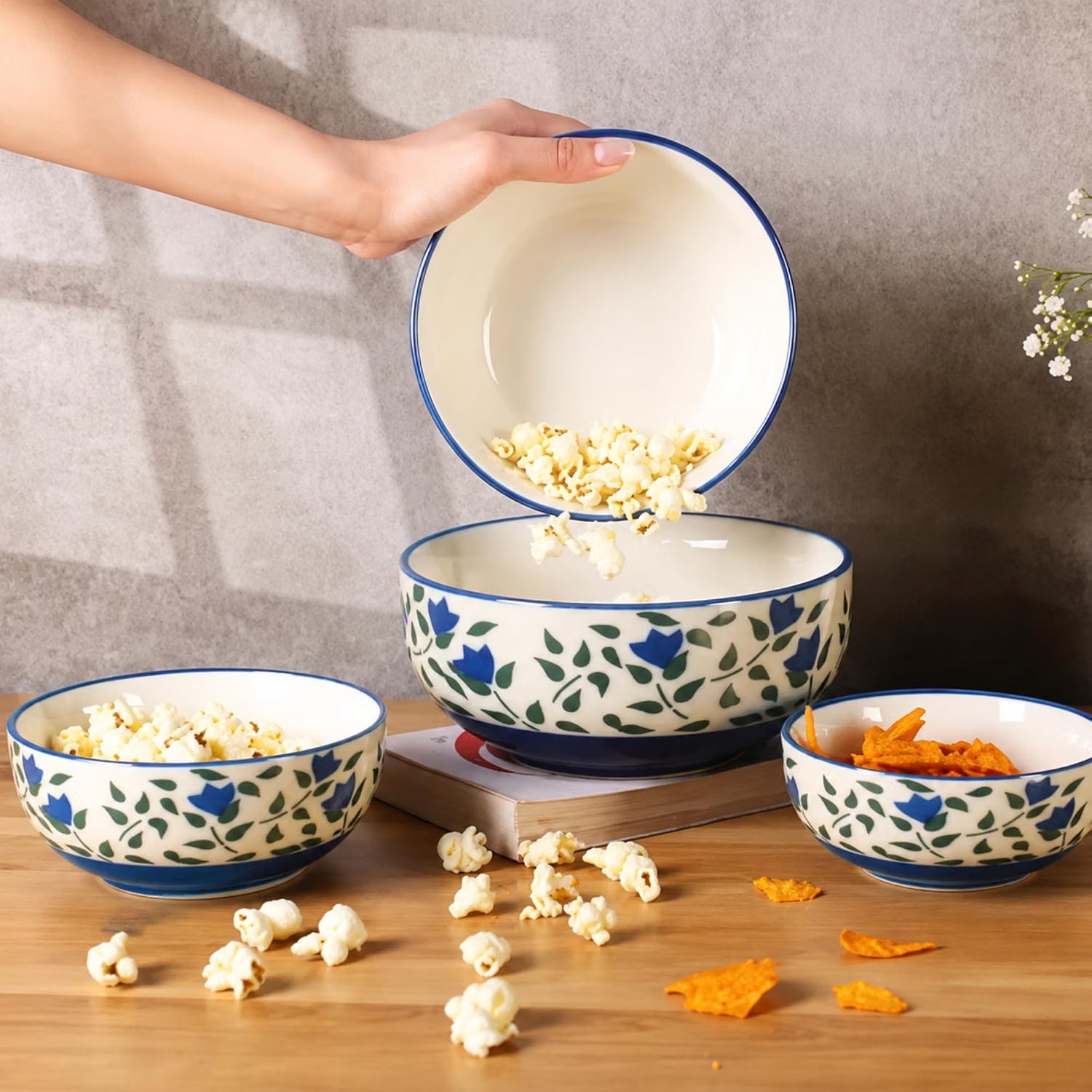 Niyara Blue leaf bowls set of 4