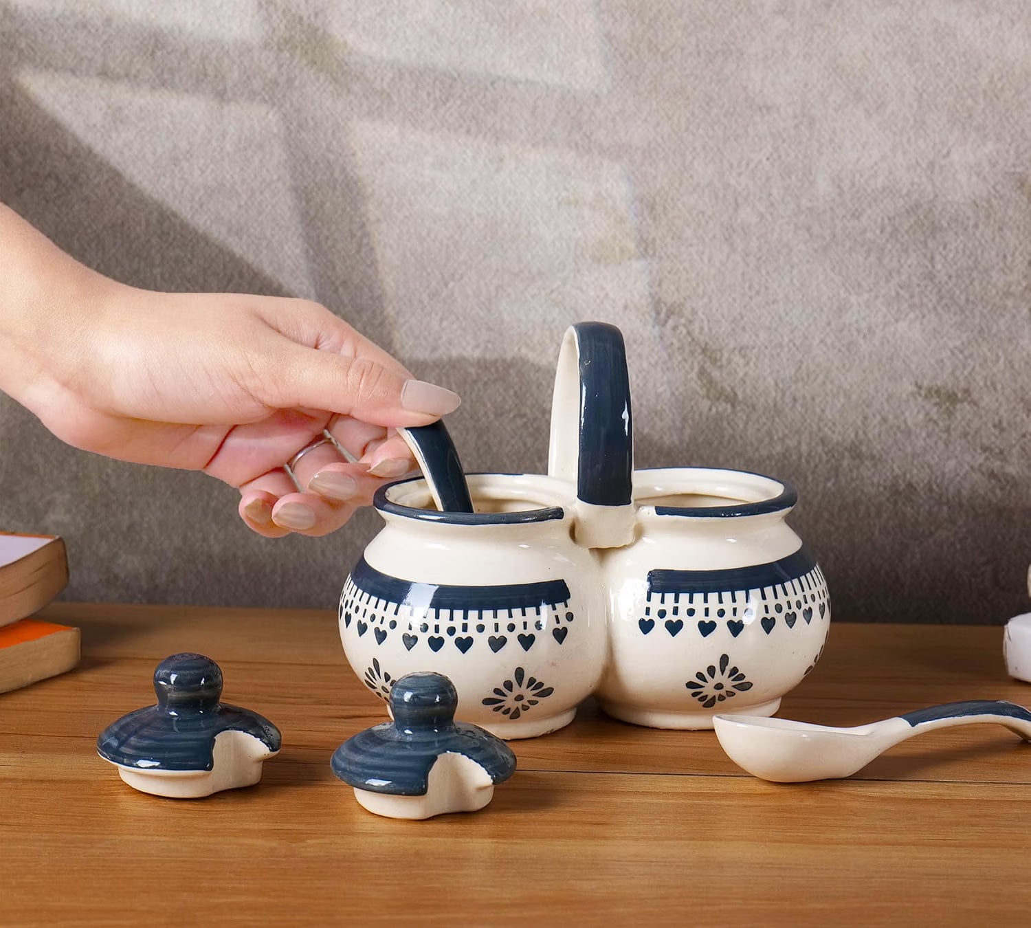 Niyara Grey jhalar lota design pickle set of 2