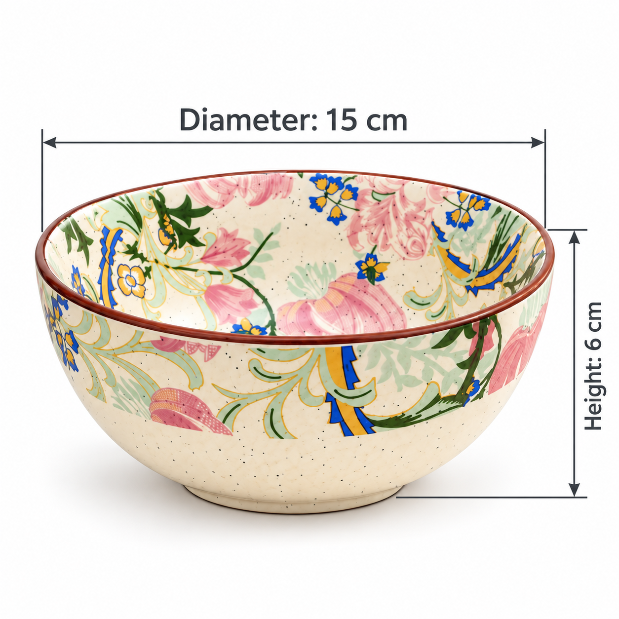 Niyara New Pink floral salad bowls set of 2 ( 6 inch height each)
