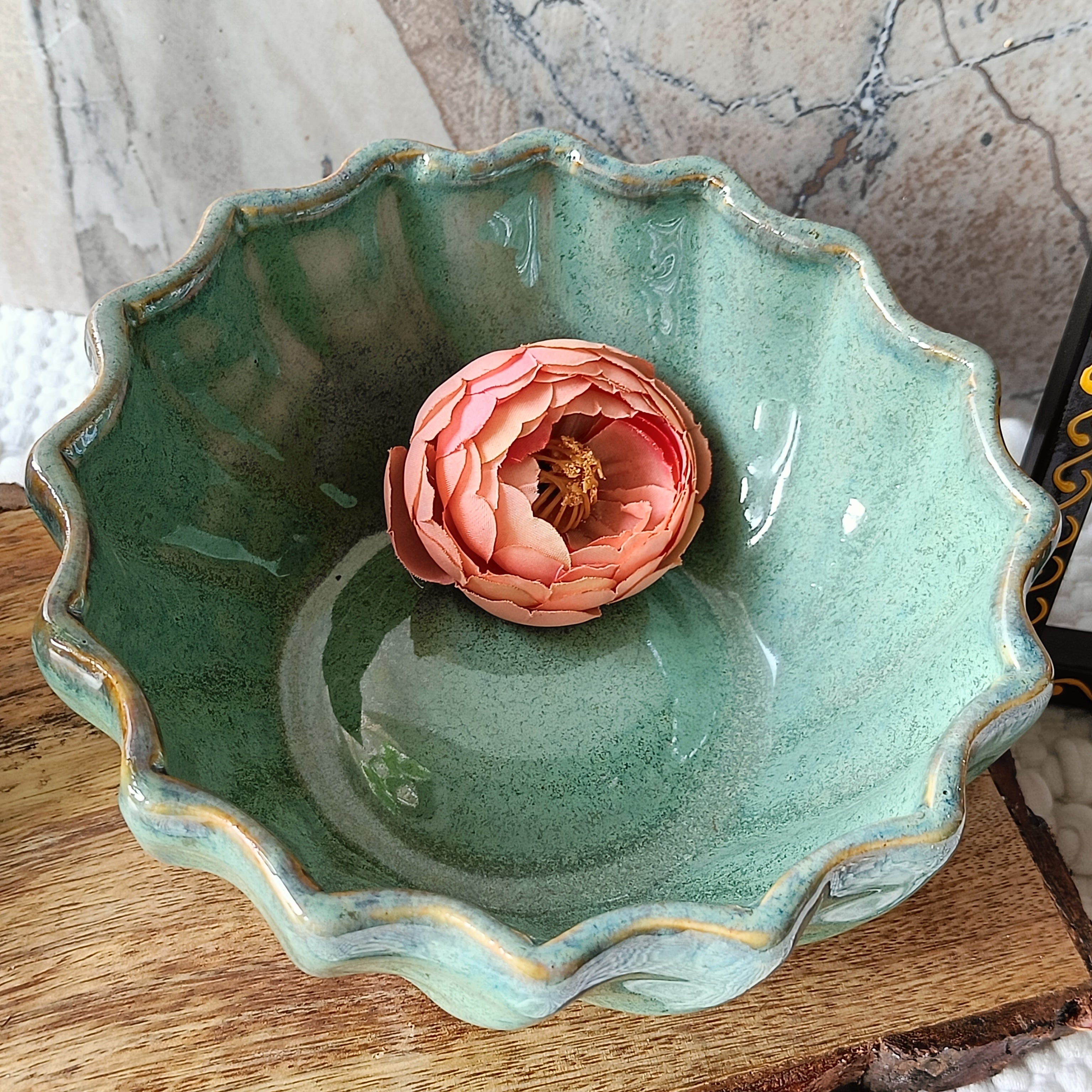 Niyara Stoneware Handmade Ceramic Stylish Premium Bowls Serving Bowls Microwave Dishwasher Safe (Blue Moraccan)