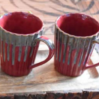 Red Swag Mug Set of 2