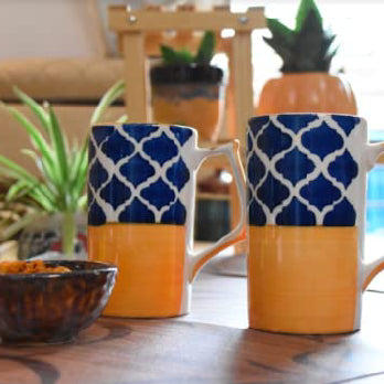 Shibori Yellow Beer Mug