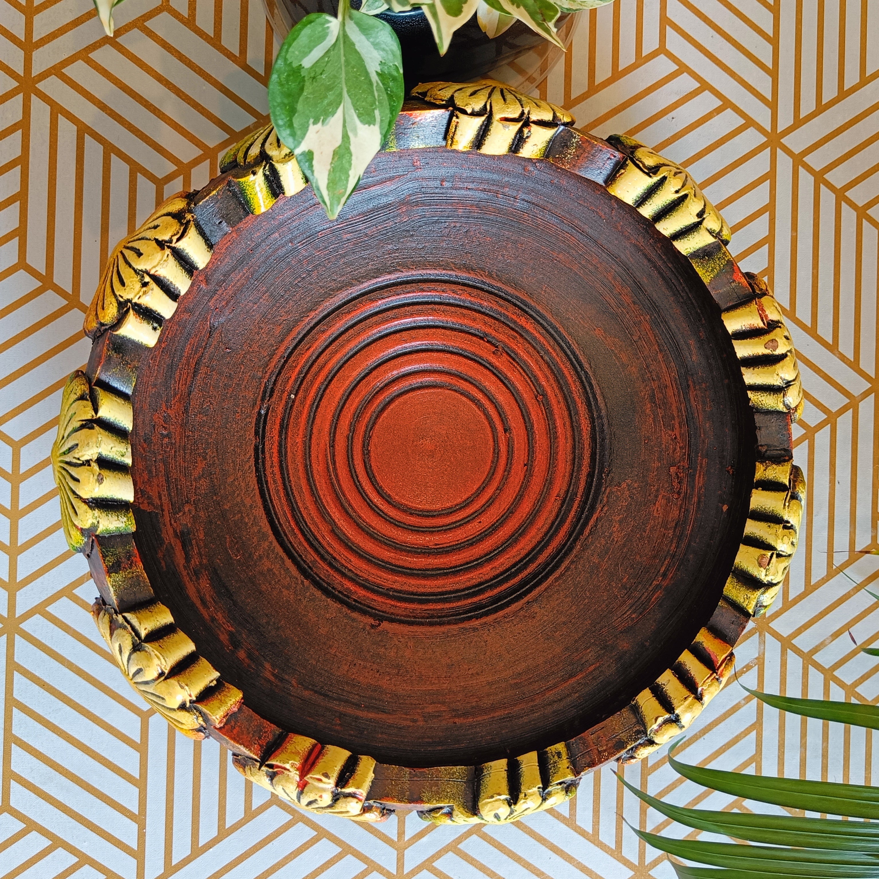 Terracotta Decorative Bowl, Urli, Flower Pot (Multi Color) (Large)