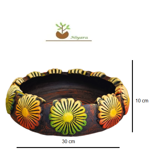 Terracotta Decorative Bowl, Urli, Flower Pot (Multi Color) (Large)
