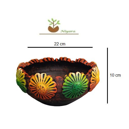 Terracotta Decorative Bowl, Urli, Flower Pot (Multi Color) (Medium)