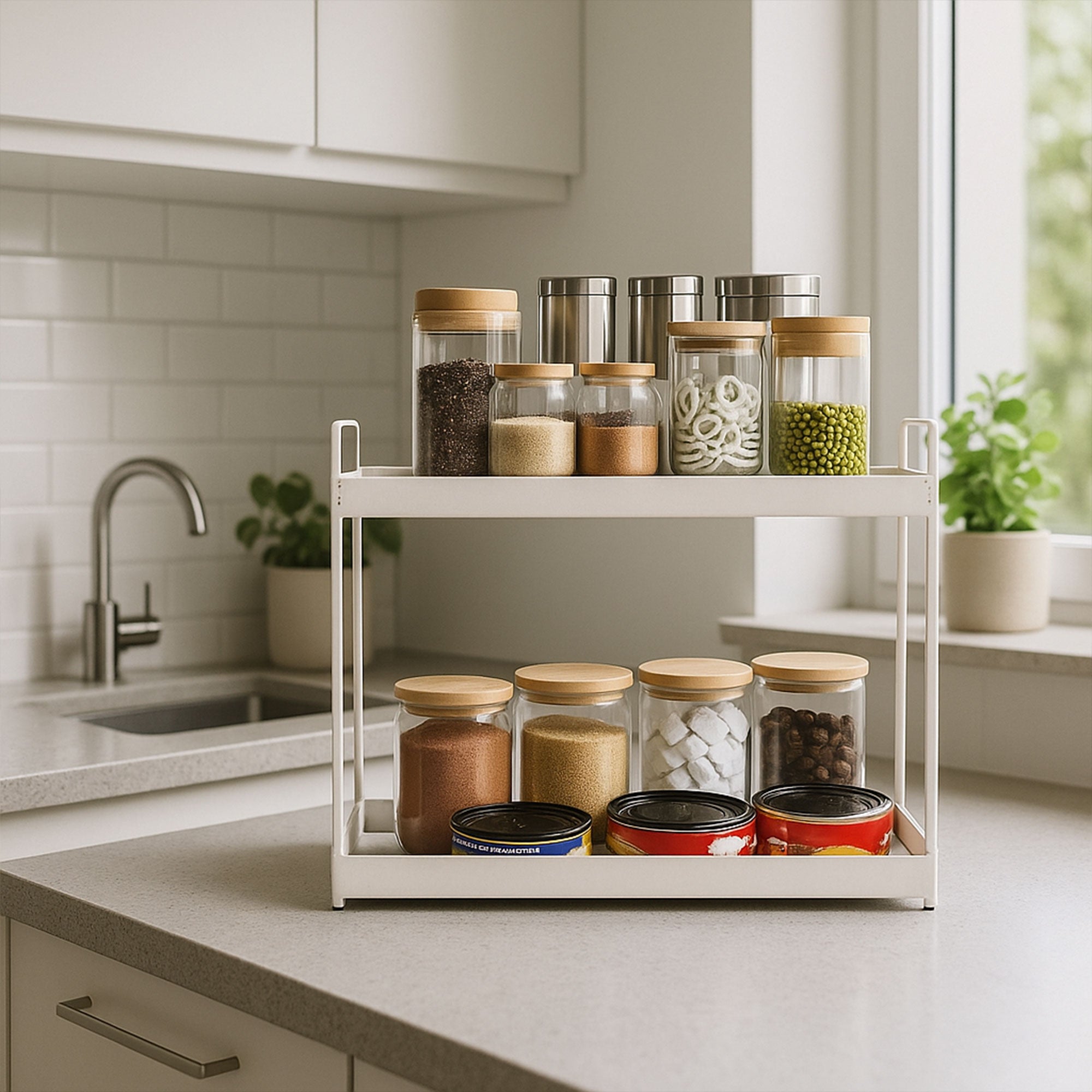 Square White 2-tier Spice rack
