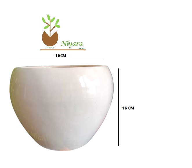 White Apple Shape Planter Pot Seiz-7 inch