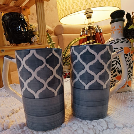 Shibori Grey Beer Mug Set of 2