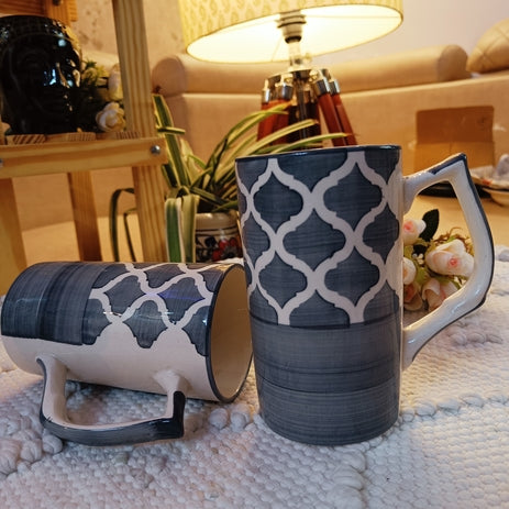 Shibori Grey Beer Mug Set of 2