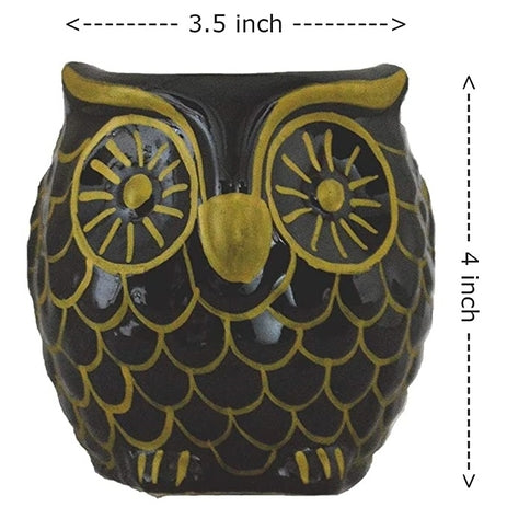 OWL Shape Planter Pot Color-Black with Gold