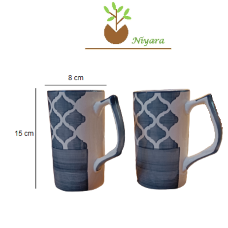 Shibori Grey Beer Mug Set of 2