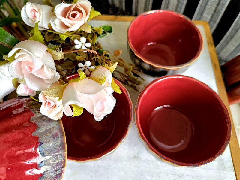 Niyara Stoneware Handmade Ceramic Stylish Premium Bowls Serving Bowls Microwave Dishwasher Safe -Set of 4 Color -red… B0BLZ9SG63